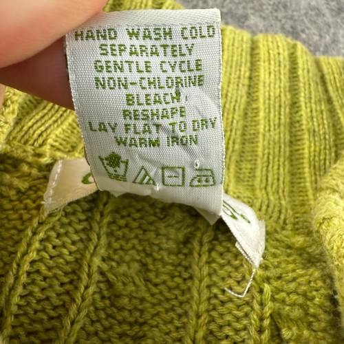 Orvis Cardigan Womens Medium Green Cable Knit Sweater Cotton Wool Button Front - Picture 10 of 12