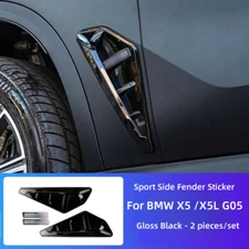 Side Fender Air Vents Outlet Cover ABS Glossy Black For BMW X5 X5M G05 2019-2022