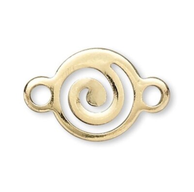 Gold Plated Brass Small 7mm Round Swirl 11x7mm Link Connectors