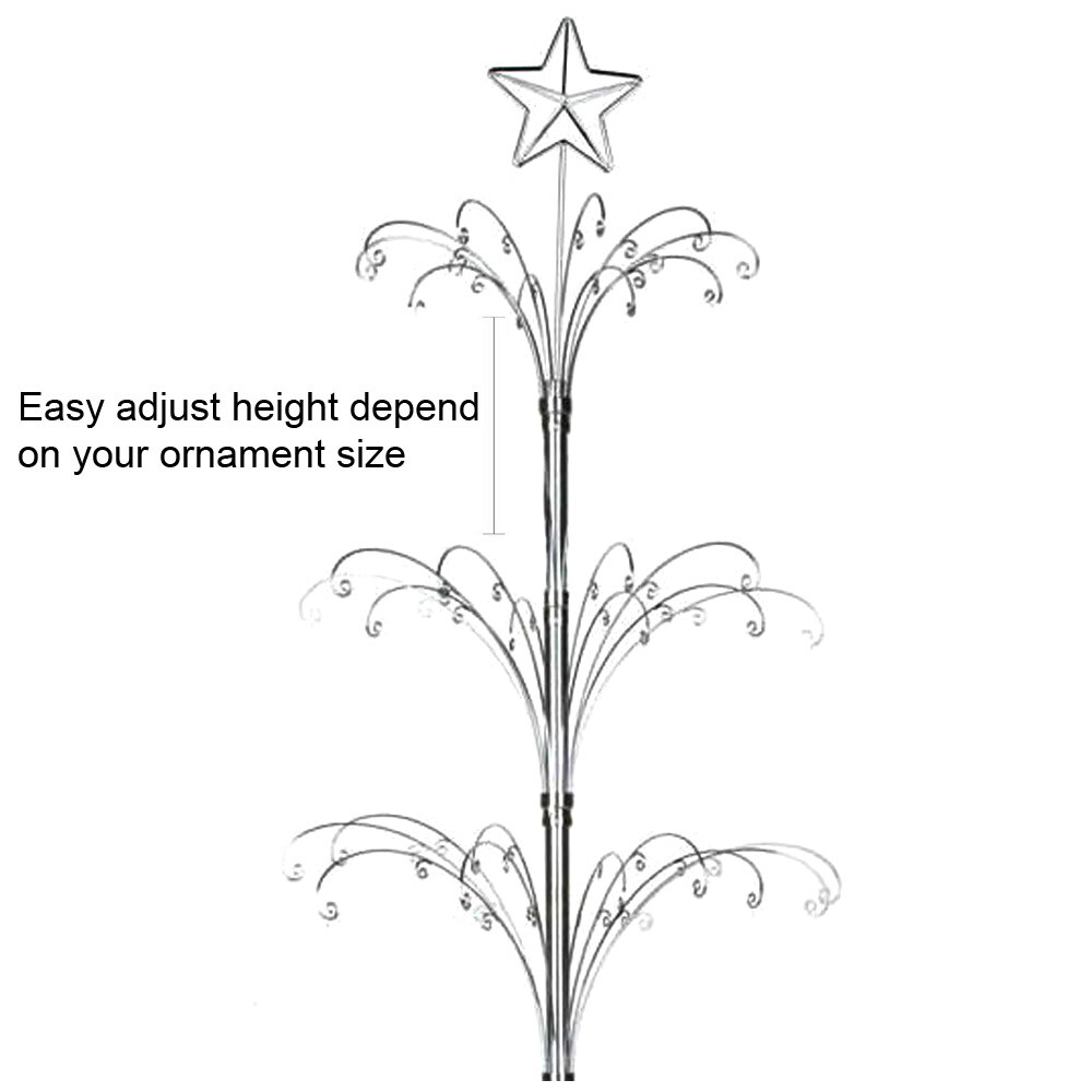 74 Inch Metal Christmas Tree Rotating Ornament Display Stand Silver