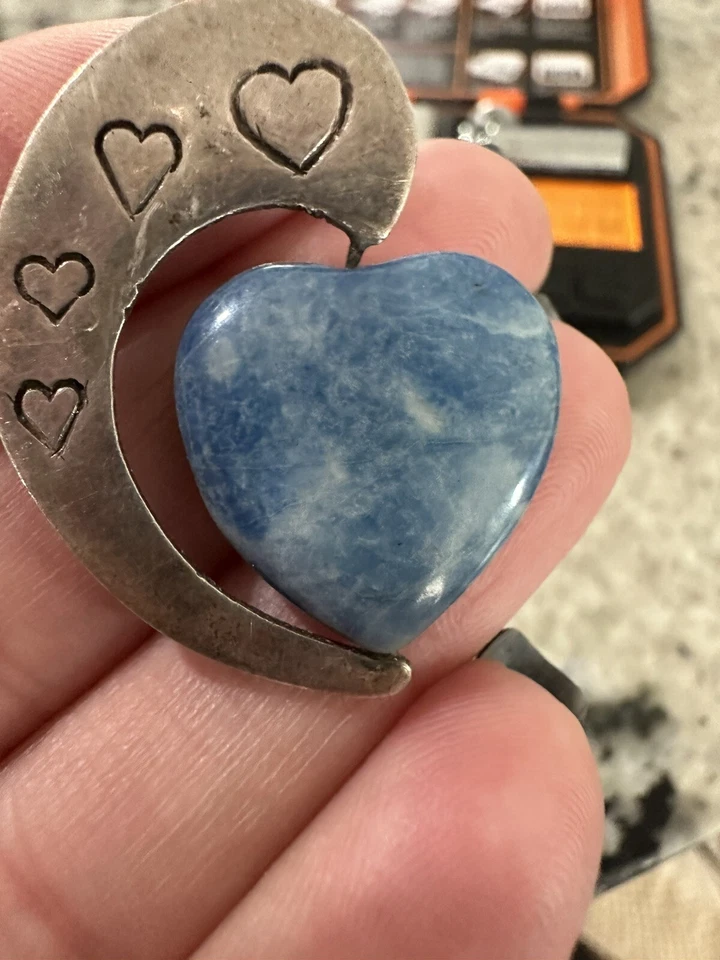 Винтажные дизайнерские серьги-спины из стерлингового серебра 925 пробы с синим кальцитом, 1,25 дюйма - Изображение 4 из 4