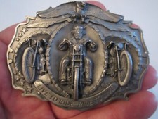 1987 "LIVE TO RIDE - RIDE TO LIVE BELT BUCKLE - MOTORCYCLE THEME - HEAVY - GW4