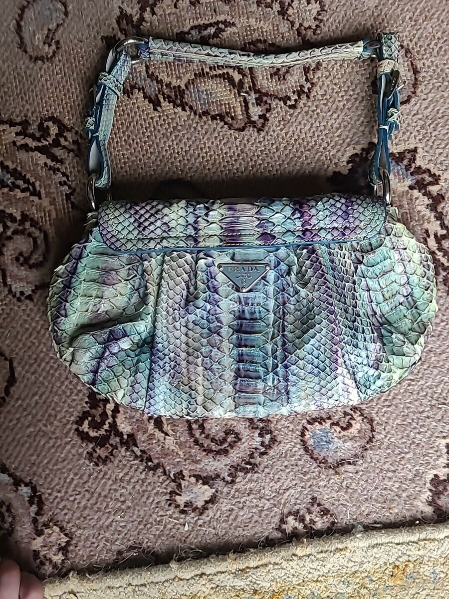 Prada Limited Edition Purple Blue Green Python Leather Small Prada Limited Edition Purple Blue Green Python Leather Small