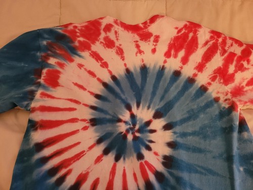 Men's Liquid Blue USA Fireworks Spiral Tie Dye Short Sleeve T-Shirt 4th July L - Picture 9 of 11