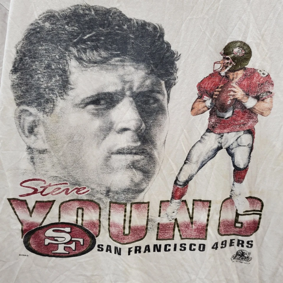 Camiseta DE COLECCIÓN San Francisco 49ers Steve Young 1997 Hombres XL Blanca Camiseta NFL LEER Foto 3 de 4
