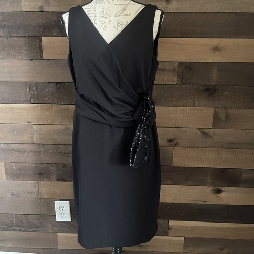 Neu mit Etikett Ralph Lauren festliches Damenkleid schwarz mit Paillettenschleife Größe 12 G7,5 - Bild 1 von 10