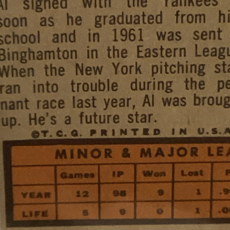 1962 Topps #219 Al Downing New York Yankees Autographed Baseball Rookie Card - Image 4 of 4