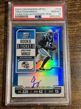 JONATHAN MINGO 2023 Contenders Optic Teal Rookie Variation Auto /75 PSA 10 #119