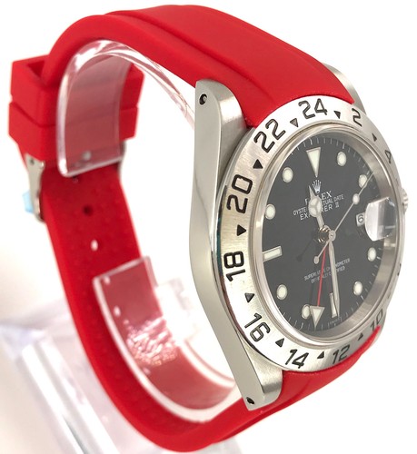 20mm Rosso Curvo in Gomma Dive Cinturino si adatta Rolex Explorer II 16570  USA venditore | eBay