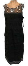Beautiful Kataya Black Pearl Embellished Lace Tier Party Dress Sleeveless 12 New
