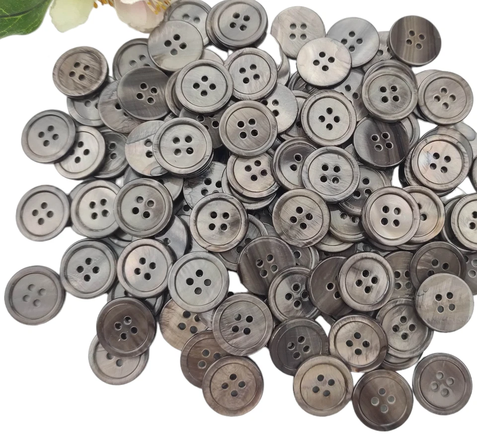 2 Knöpfe rund Perlmutt 20mm anthrazit schwarz Muscheln Rand Knopf Jacke Damen - Bild 3 von 4