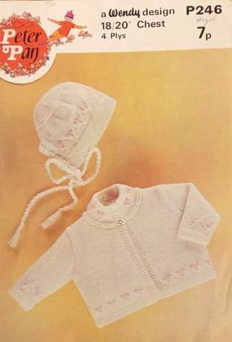 Vintage Strickanleitung*Babys 4-fädig Matinee Mantel & Mütze*PETER PAN P246