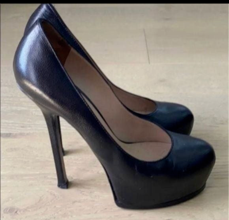 Decolte Yves Saint Laurent 120 mm omaggio in pelle nera taglia 37 5