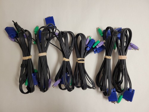 Lot of 6 KVM, VGA M/Fe, Keyboard Mouse Video Monitor Switch Extension Cable 6ft