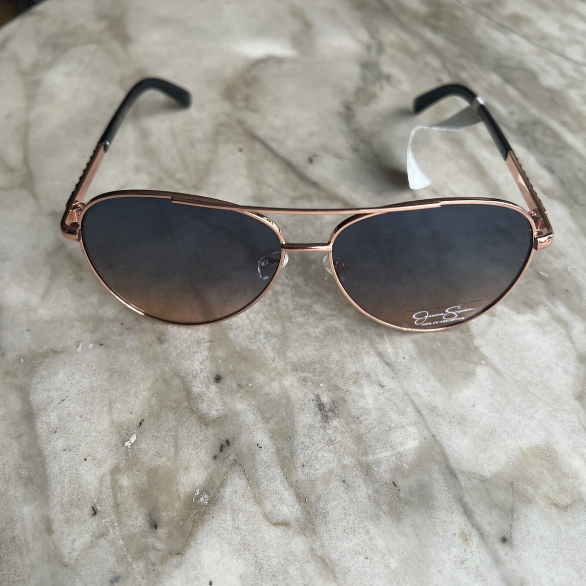 Jessica Simpson J6073 Rose Gold/Black Aviator Women Sunglasses New