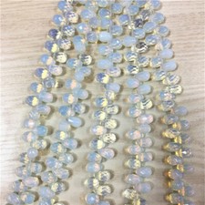 1 Strand/40Pcs 12x8mm White Opal Facet Teardrop DIY Jewelry Loose Beads EE2787