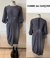 COMME DES GARCONS-NEW-Navy/White Polka-Dot, Layered, Deconstructed S/Sv Dress XS