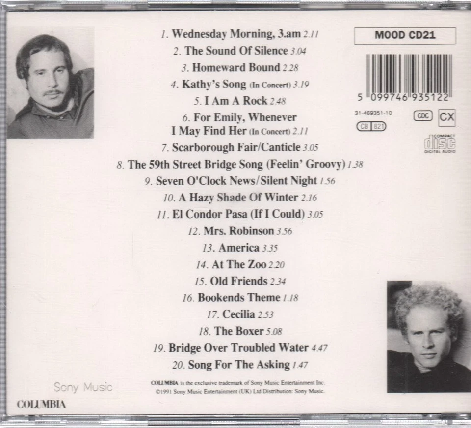 Simon Und Garfunkel Definitive CD Österreich Columbia 1991 MOODCD21 - Bild 2 von 2