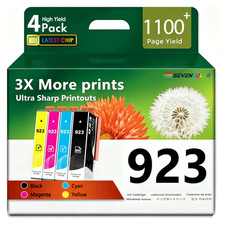 923 Ink Cartridges 4Pack, BK/C/M/Y  Works with OfficeJet 8120, Pro 8130 Series