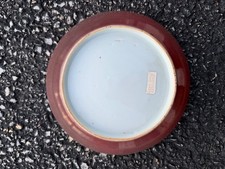 Chinese Antique Red Glazed Porcelain China Plate Blue And White Characters Mark