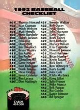 1992 Stadium Club #589 Checklist: 301-400