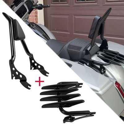22'' Sissy Bar Backrest & Stealth Luggage Rack For Harley Street Road Glide King