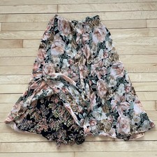 Vtg 90s Reversible Layered Skirt Floral Black Pink S-M Fairy Cottagecore Boho