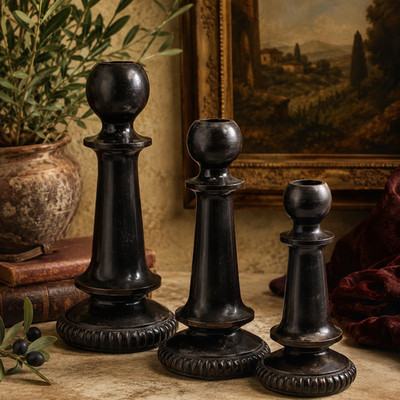 Vintage Lot 3 x Y2K Bombay Company Bronze Metal Candlesticks Candle Holders