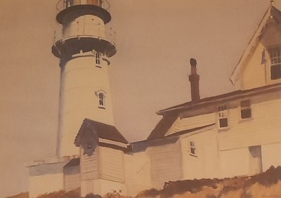 Der Leuchtturm bei zwei Lichtern gerahmter Druck. Edward Hopper. Amerikanische Kunst.