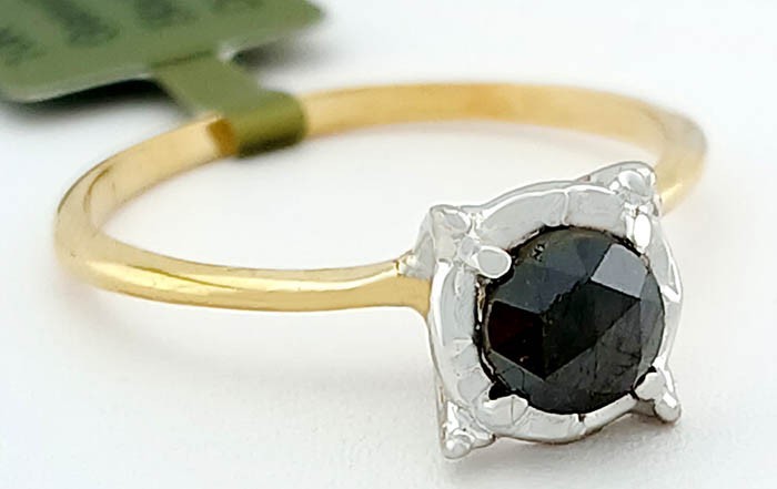 GENUINE 0.50 Cts BLACK DIAMOND RING 10K YELLOW GOLD -Free Certificate Appraisal