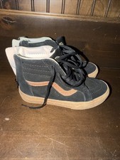Vans Kids Sk8-Hi Zip Black Rose Gold Glitter High Top Sneakers Size 1.0 US Kids