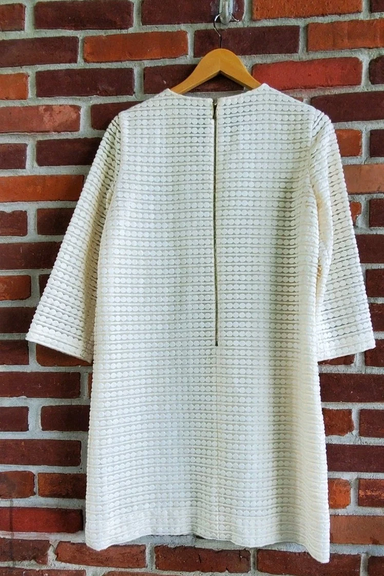 Abito Kate Spade 6 avorio bianco sporco fantasia cerchio ottimo lunghezza 34