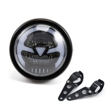 Motorcycle Headlight 5.75 inch Round LED with Mounting Brackets style A