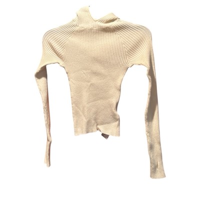 Urban Outfitters iets frans  Ribbed Hooded Sweater In Ivory Small 