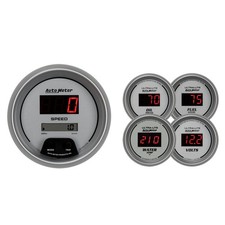 Auto Meter Gauge Set 6500 Ultra-lite Digital Silver 2-116 W 3-38 Speedo Auto Meter Gauge Set 6500 Ultra-lite Digital Silver 2-116 W 3-38 Speedo