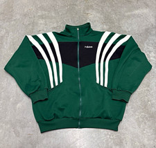 adidas Men's Full Zip Colorblock Track Jacket Stand-Up Fleece Green L