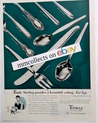 Vintage Ad Towle Sterling Silverware Old Master Rambler Rose Hitchcock Settler
