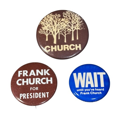 Vintage 1976 Frank Church For President Campaign Pinback Buttons Lot 3 Political