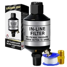 Air Compressor Water Separator & Dryer 1/4" NPT Push-Button Drain US