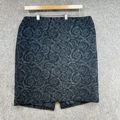 Loft Women's Skirt Size 14 Black Floral Back Zip Straight & Pencil Lined