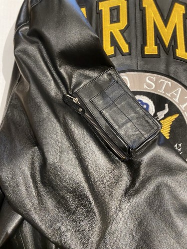 Micheal Hoban US Army Giacca di Pelle Uomo 2 XL 2xl Nero Bomber Zip Up - Foto 4 di 8