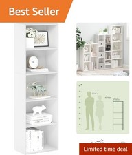 Elegant 5-Tier Open Bookshelf - Perfect for Living Room, Home Office Bedroom