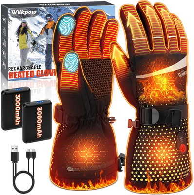 Rechargeable Waterproof Heated Gloves for Men & Women - Touchscreen Ski Gear