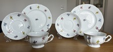 2 F&uuml;rstenberg Gedecke Trio, Porzellan mit Streubl&uuml;mchen, 14 und 20 cm, 100&ndash;120 m