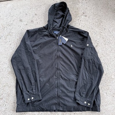 NWT Polo Ralph Lauren Windbreaker Jacket Black Hooded Men's Size