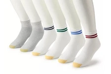 GOLD TOE Men's  6-pack Athletic Cushioned Cotton Quarter Socks