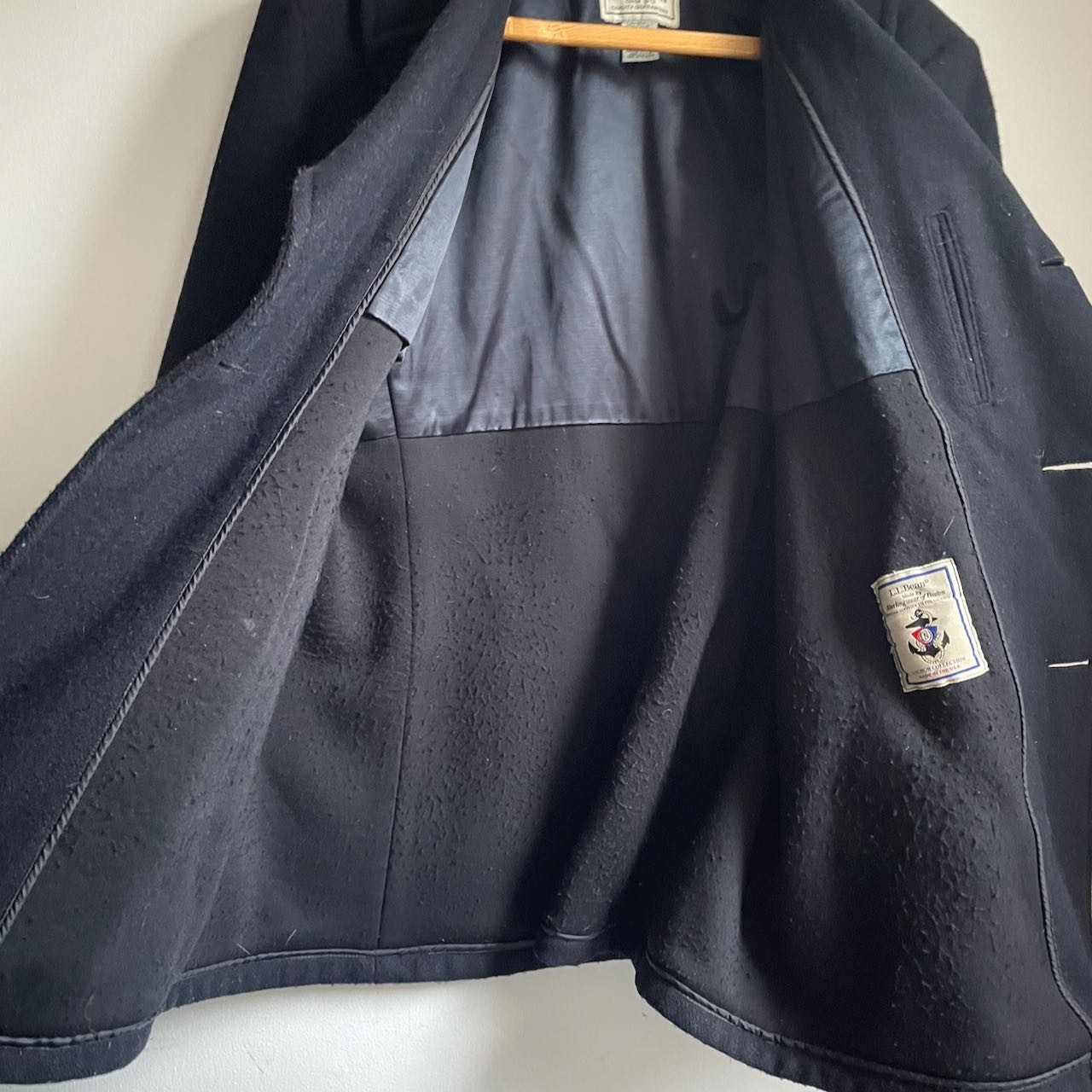 Vtg L.L.Bean Men Navy Coat Sterlingwear of Boston Anchor Collection Tall XL USA