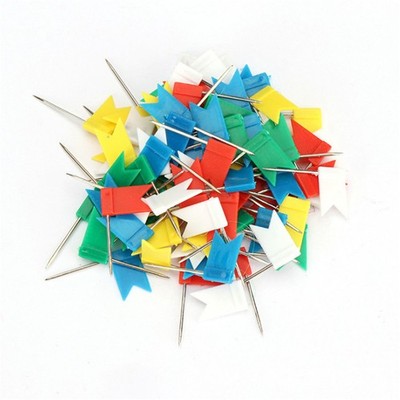 100PCS Flag Marker Shape Map Pins Cork Notice Board Push Assorted Office&Home D