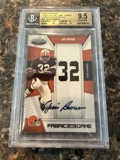 2010 Certified Fabric Of The Game Jim Brown Game Warn Patch Auto 12/25 Bgs 9.5