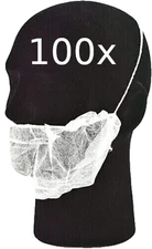 100 Disposable Beard Covers – Hair Net Bouffant Cap Food Service Kitchen Face